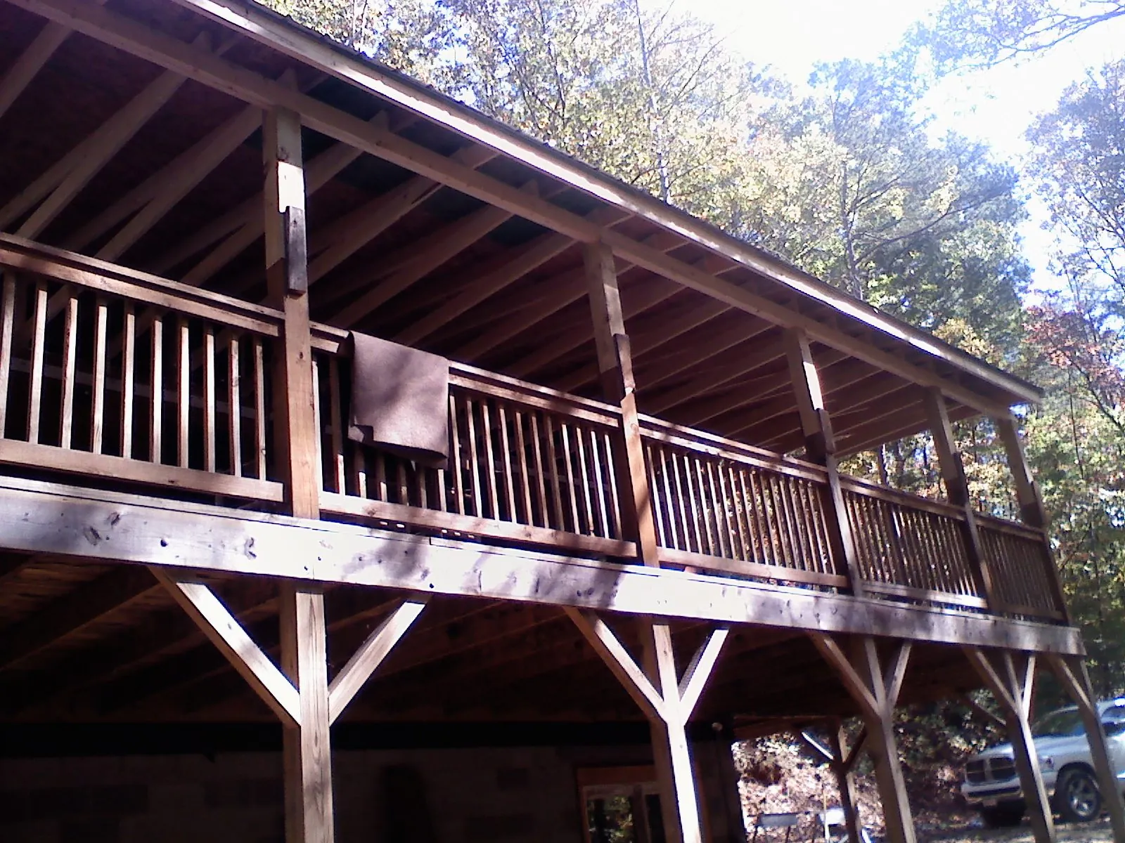 Timber framing under a new elevated porch and deck — Roof Leak Repair in Stamping Ground by Roofing Brothers